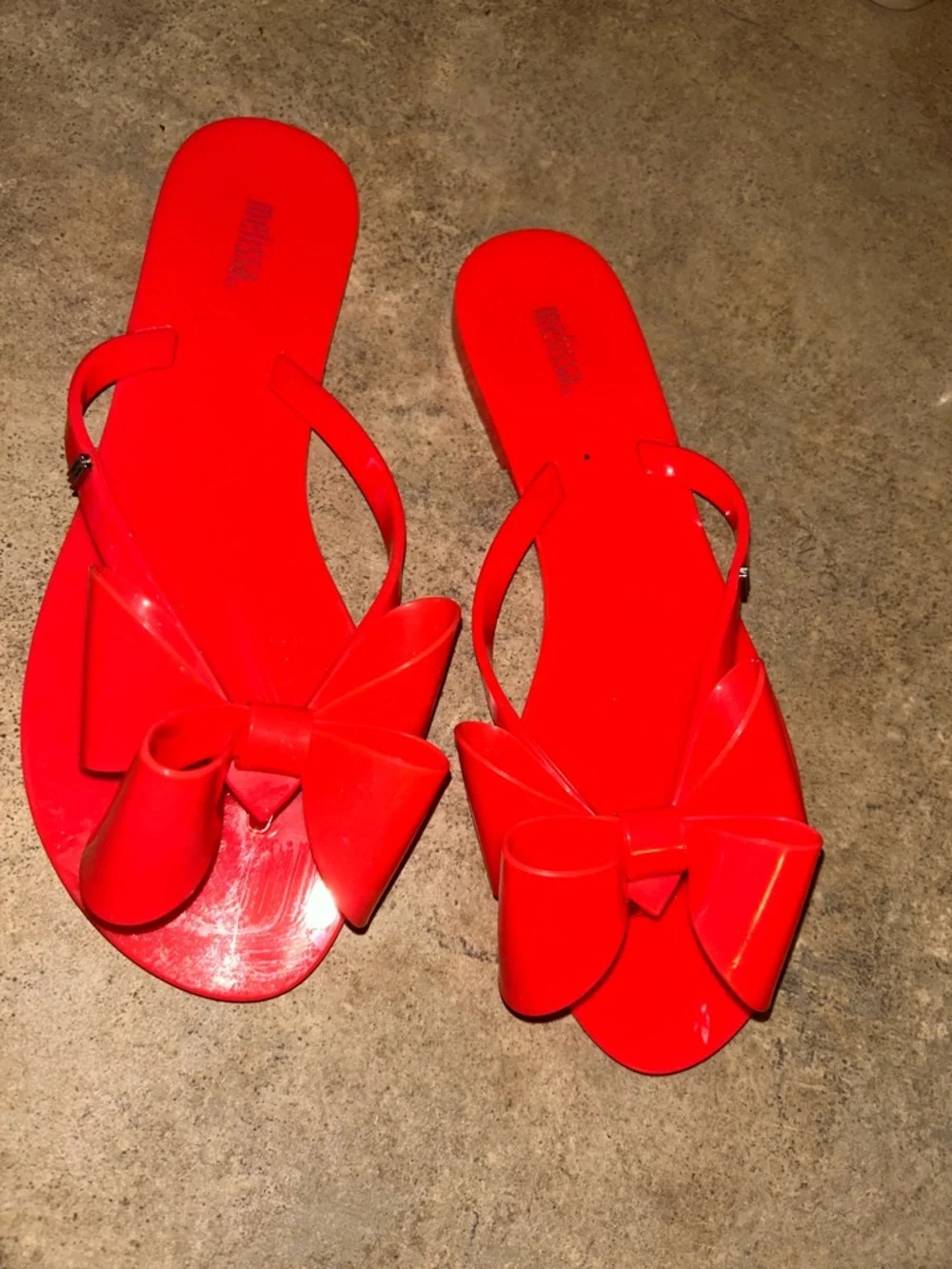 Melissa Sandals - bright pink/red “Harmonic Bow” jelly flip flops - Picture 4 of 7